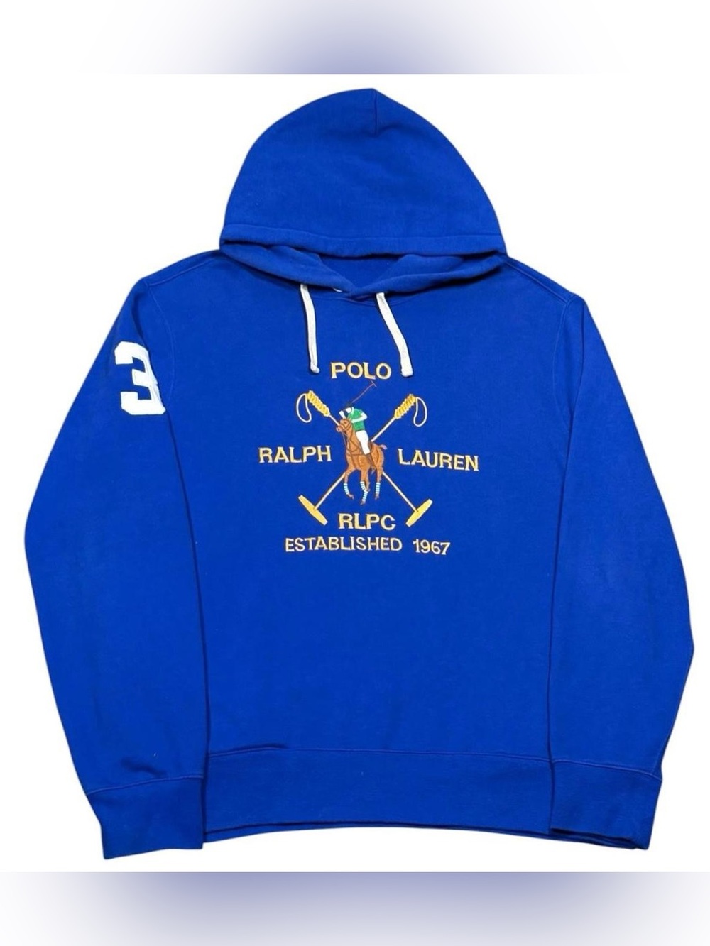 Polo Ralph Lauren Big Pony Crest Logo Hoodie Sweatshirt Blue Men’s Size Large